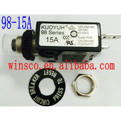 98-15A Waterproof cap 100% NEW KUOYUH CIRCUIT BREAKER 98 SERIES 15A