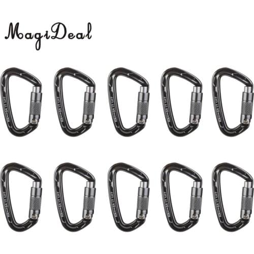 MagiDeal 10 Pieces 24KN=2400kg Aluminum Lightweight Carabiner D Shape Twist Gate Self Locking for Climbing