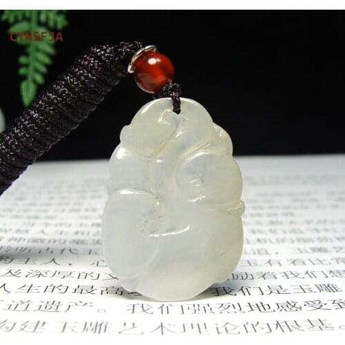 CYNSFJA New Real Certified Natural Grade A Burmese Jadeite Childrens Amulets Lucky Ruyi Jade Pendants Hand Carved Best Gifts