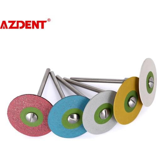 AZDENT Dental (HP) 26mm Rubber Diamond Polish Wheels for Zirconia Porcelain PFM Emaxs Dental Lab Polisher Wheel Disc