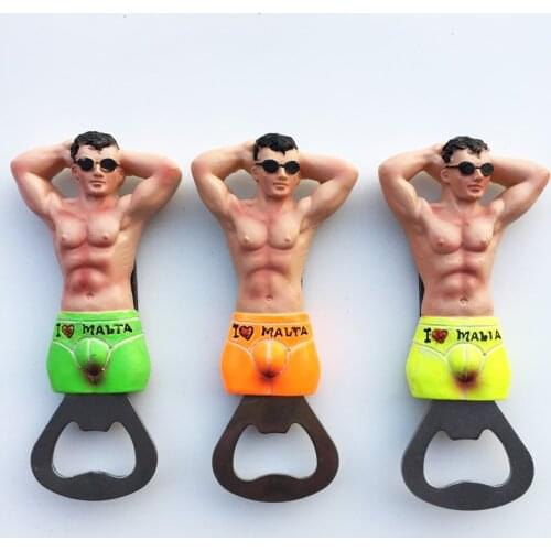 BABELEMI Mediterranean Malta Travel Souvenir Bodybuilding Men Fridge Magnets Bottle Opener Refrigerator Magnetic Stickers Decor