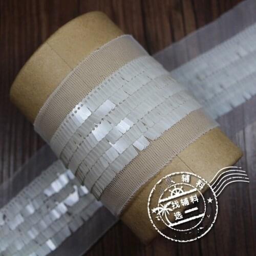 White sequins 4cm Beaded lace trim Diy craft clothing decorative accessories sew on lace trimming motif patches for clothing