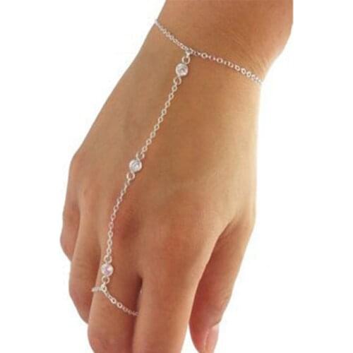 Boho Metal Gold Color Crystal Slave Bracelets for Women Charms Finger Link Chain Bracelets&Bangle Jewelry pulseira feminina