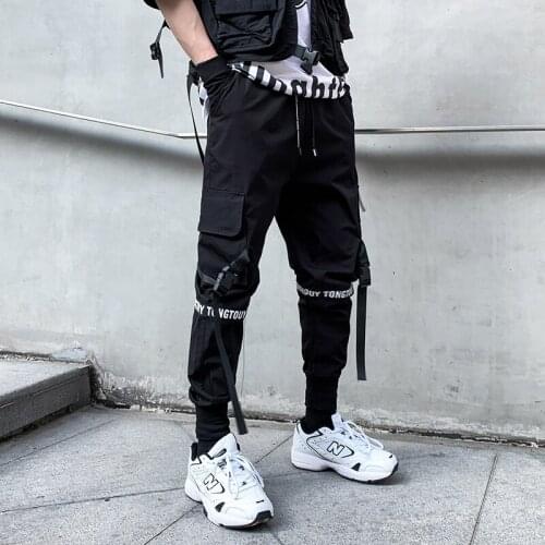 Black Hip Hop Streetwear Men Joggers Cargo Pants Men Fashion Cotton Sweatpants Casual Harem Trousers Harajuku Men Clothing
