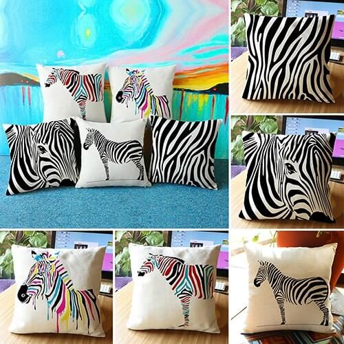 Throw Pillow Case Waist Zebra Print Pillowcase Home