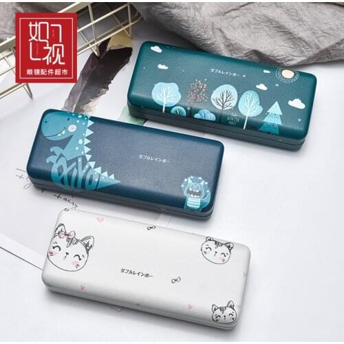 Cartoon Anti-stress Glasses Box Dinosaur Cat Tree Flower Creative Square Box Unisex Student Frame Myopia Women Sunglasses Box