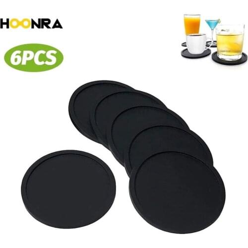 HOONRA Silicone Round Drink Coaster Set Non-slip Holder Cup Mat Pad Coaster Heat Resistant Coffee Cup Mat Kitchen Accessories