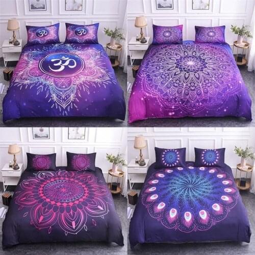 Mandala Printed Duvet Cover Sets Bedding Set Single Size 3D Feathers Pattern Queen King Home Textiles Bohemia Fashion Bedclothes