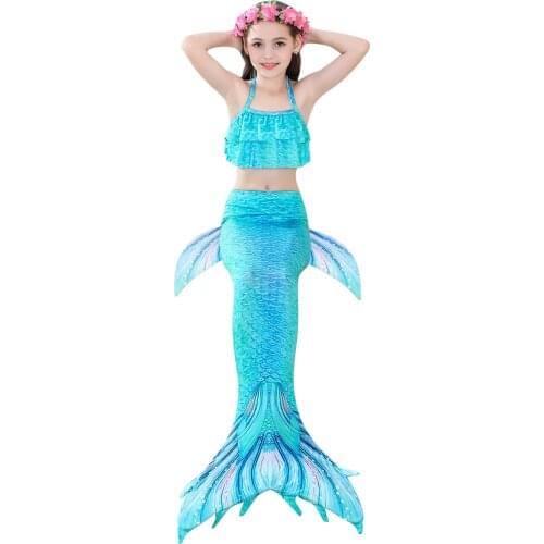 Girl Mermaid Tail Swimming Costumes Cosplay Costume For Holiday Beach Clothes Mermaid Swimsuit for Kids Swimmable Dresses with M