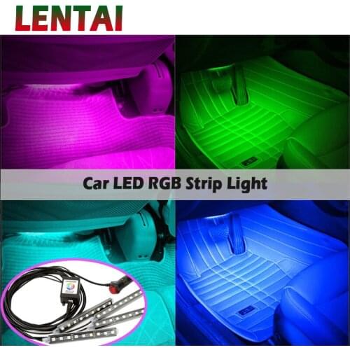 LENTAI 1Set Car LED RGB Light Atmosphere Lamp Strip Phone Control For Volvo Toyota Chevrolet cruze Opel astra h Nissan qashqai