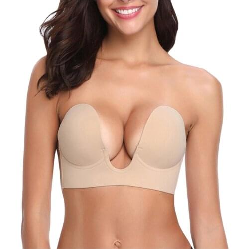 Reusable Women Invisible Bras Sticky Strapless Backless Bra Adhesive Invisible Push Up Bra Seamless Bralette Abc Cup Lingerie