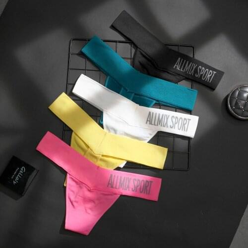 Fashion Womens High Quality Breathable Underwear Sexy Seamless Sports Deep V-Low Waist Sports Thong Gym Workout Underpants M-XL