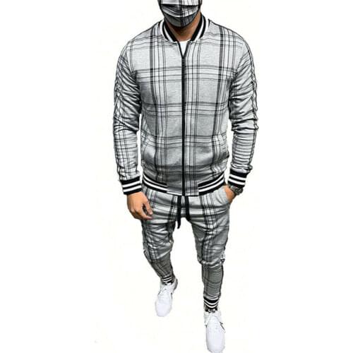 Mens Tracksuit 2 Piece Casual Trousers Jacket Sweatsuit Hip Hop Sweatshirt Set