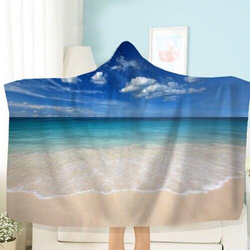 Landscape Hooded Blanket Adult Colorful Child Sherpa Fleece Wearable Blanket Microfiber Bedding For Kids Adults