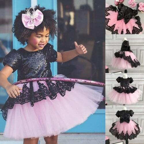 Toddler Girl Dress Flower Lace Bling Bling Sequin Girl Dresses Princess Pageant Wedding Party Formal Gown Toddler Lace Dress