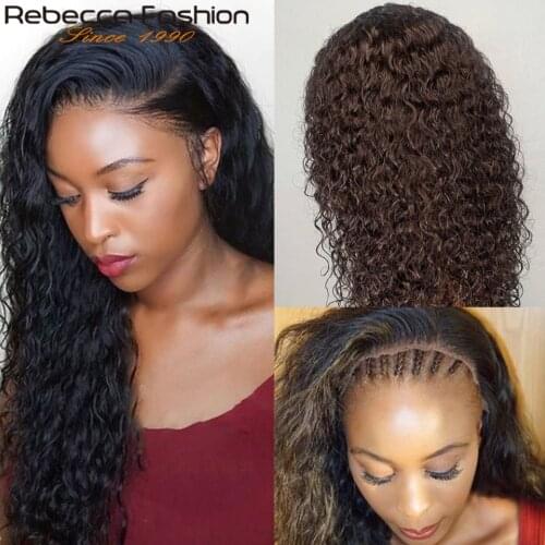 Rebecca Deep Wave Wig Brazilian Deep Wave Lace Front Wig with Baby Hair 13X4 Pre-plucked Lace Closure Human Hair Wigs for Women