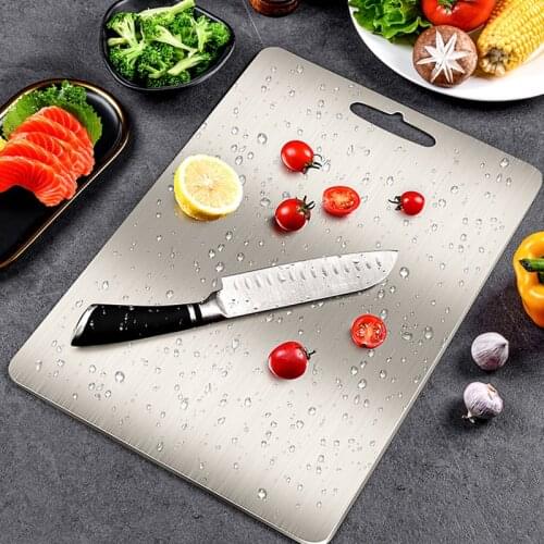 YOMDID Stainless Steel Chopping Block Easy Clean Cutting Board Fruit Vegetable Meat Chopping Board Practical Kitchen Tool