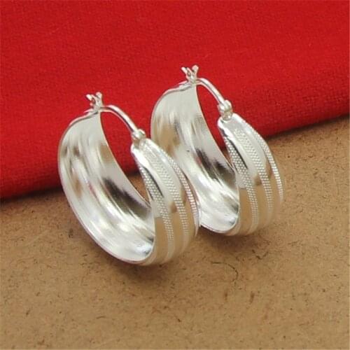 925 Sterling Silver Earrings Fashion Striped Car Flower Earrings 3.5CM For WomenS Wedding Jewelry Gifts