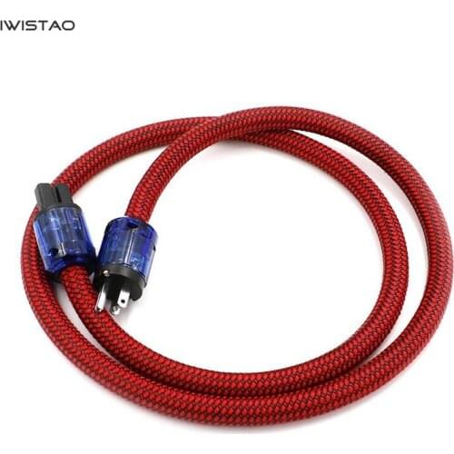 IWISTAO HIFI Power Cord American Standard 99.99% 4N OFC Wires 4 Square mm Pure Copper Rhodium-plated Plugs