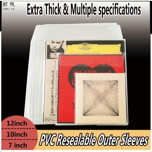 Extra Thickness PVC Resealable Outer Sleeves for 12'' Single LP Gatefold 2LP 10'' Vinyl 7 '' Record Envelope Cover