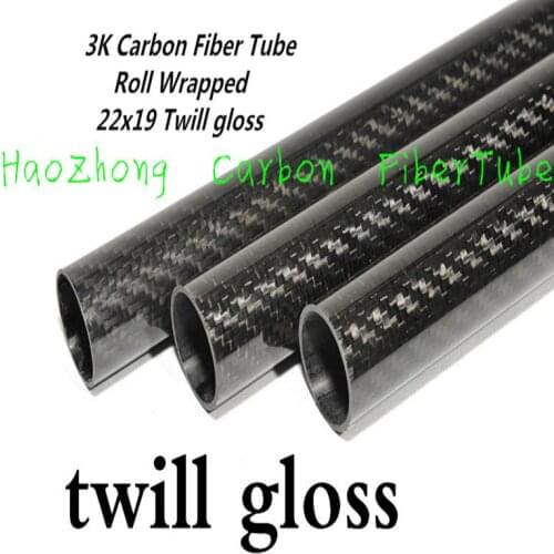 2 pcs 22MM OD x 19MM ID x 1000MM (1m) 100% Roll 3k Carbon Fiber tube / Tubing, wing tube Quadcopter arm Hexrcopter22*19