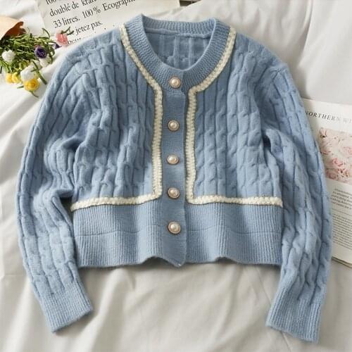 Sweater Women Autumn and Winter 2021 Soft Milk Twist Small Fragrant Knit Jacket Loose Outer Wear Short Coat Single-breasted Top