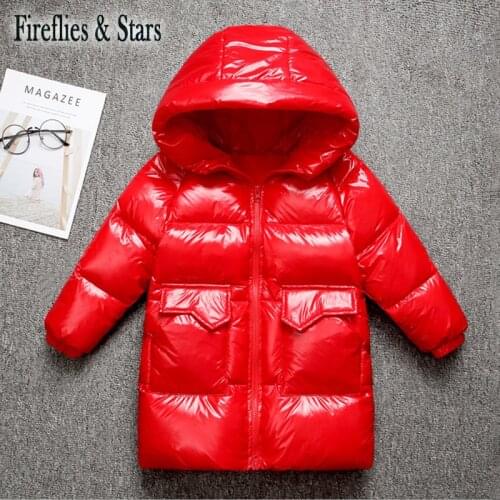 Winter Girls Long Parka For Boys Coat Baby Hooded Parka Toddler Coat Kids Warm Clothes New Duck Padded Shining Pocket 4 To 14 Yr