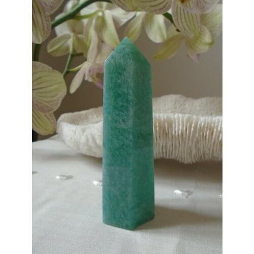 1pc Natural Crystal Point amazonite Healing Obelisk reseda Quartz Wand green Ornament for Home Decor Reiki Energy Stone Pyramid
