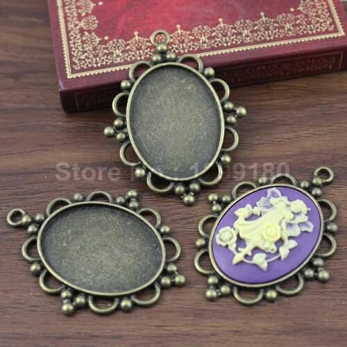 10pcs/lot Alloy Bronze Tone Cameo/Glass/Cabochon Frame bezel Settings, DIY-Accessory Pendant Charm 63x48mm(fit 30x40mm) (K01196)