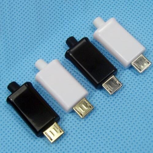10Pcs Micro USB 5Pin Welding Type Male Plug Connector 4 in 1 Nickel-plated Gold Adaptor for OD 3.0mm Wire