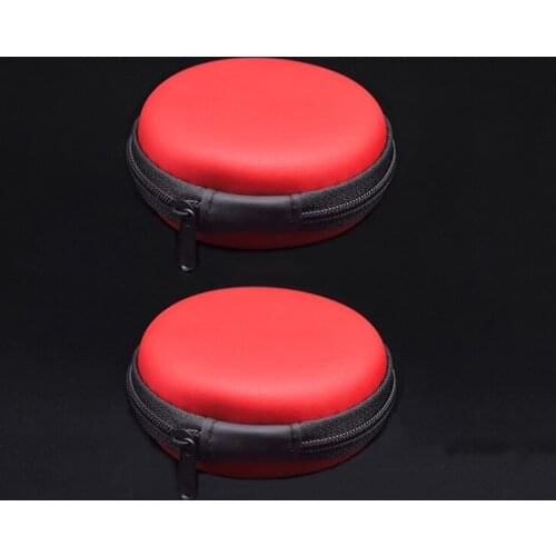 2pcs Portable Mini Round Leather Zipper Earphone Bag Case Data Cable TF SD Card Storage Box For iPhone Earphone Cable Accessorie