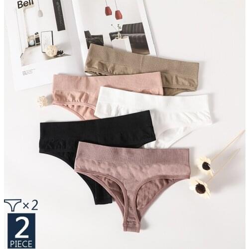 2PCS/Set Sexy G-String Women Bodyshaper Panties Seamless Underwear Sexy Lingerie Sport Female Briefs Panties Ladies T-back Thong