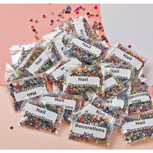 300pcs 5-7MM Mix Color 3D Tips Flat Drill Rhinestones Stone Nail Art DIY Jewelry Accessories Crystal Nail Art Decoration