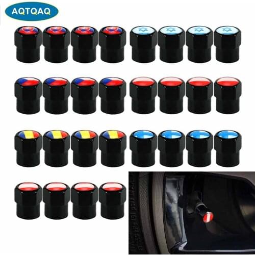 4Pcs/Set Mini Alloy Material National Flag Pattern Style Tire Valve Stem Cap Tire Wheel Stem Air Valve Caps for Auto Cars