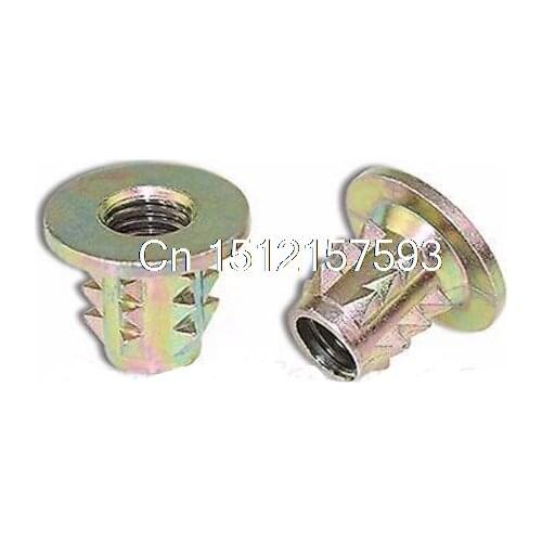 50pcs New M4 *10 Zinc Alloy Furniture Barbed Unhead Nut Threaded For Wood Insert