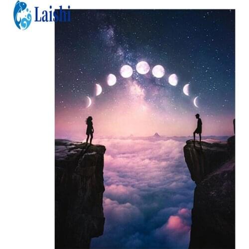 Diamond embroidery Abstract moon full drill Square Diamond embroidery Diamond painting Cross Stitch Rhinestone mosaic pictures