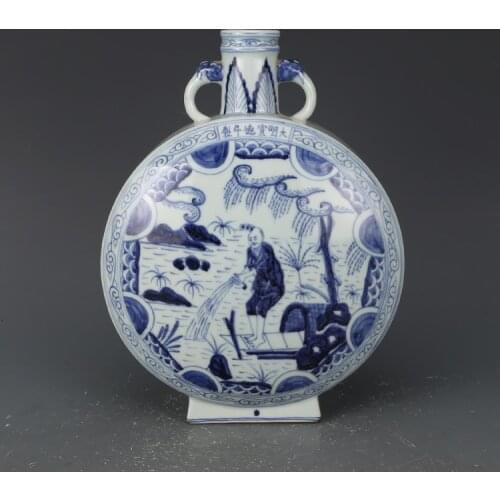 Antique SongDynasty porcelain vase,Blue and white character bottle,Hand painting crafts,Decoration Collection,Free shipping