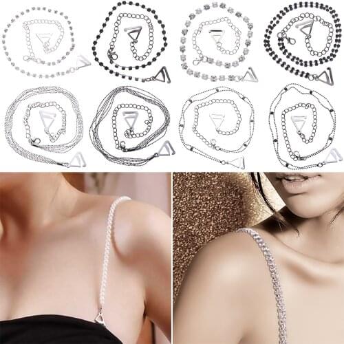 1Pair Fashion Women Adjustable All Match Bra Strap Party Evening Dress Silver Crystal Bra Shoulder Underwear Accessories