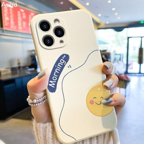 ASINA Straight Edge Case For iPhone 13 11 12 Pro Max XS Max XR Soft Liquid Silicone Fashion Capa For iPhone 8 7 Plus SE2020 Egg