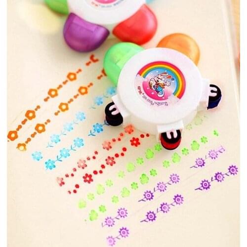 Kids Toys Flower Scroll Stamper Drawing Toy Children Custom Plastic Rubber Self Inking Stamper Painting Toys