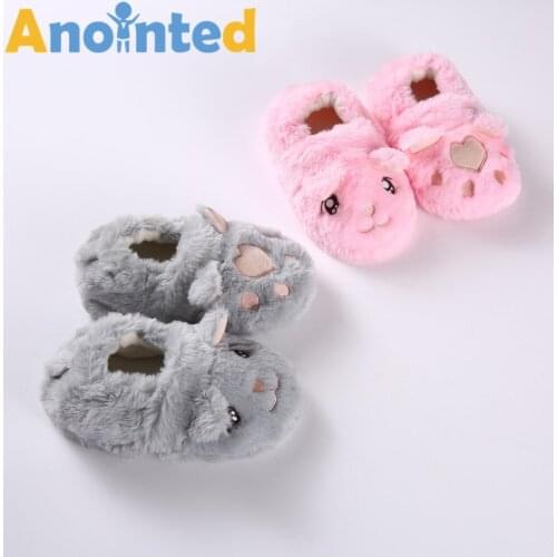 Children Winter Cotton Slippers Indoor Shoes Kids Autumn Boys And Girls Home Slippers Baby Non-Slip Cartoon Plush Warming Shoes