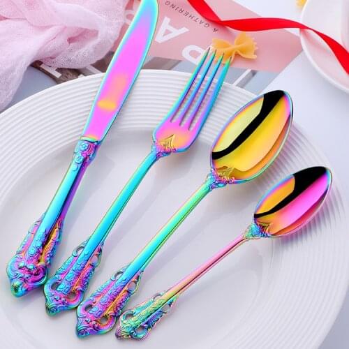 European VINTAGE Cutlery Set Simplicity Creativity Fourchette Dinner Set Dining Table Eco Friendly Couvert Kitchen Sets EK50DS