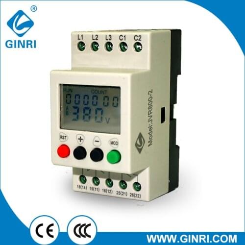 GINRI JVR800-2 Voltage Relay LCD Display Overvoltage/Undervoltage Phase Failure Sequence Three Phase Voltage Monitoring Relay