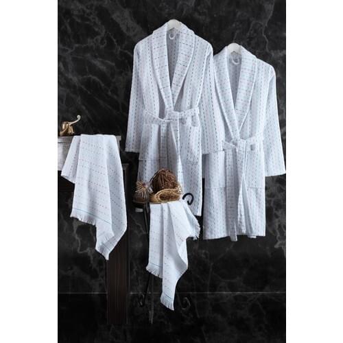 Riva Elegance 4 Piece Family Bathrobe Set Soft Cotton Drying Bathroom Bath Towels for Adult Women Men Skin Friendly hotel