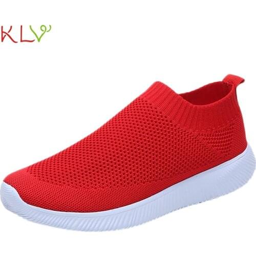 Women Vulcanized Shoes Sports Mesh Flat Loafers Plus Size Flats Casual Walking Runing Breathable Sneakers For Female 18Jan10