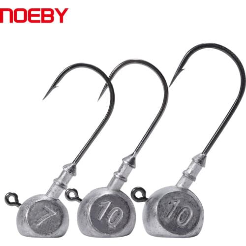 NOEBY Fishing Hooks 4pcs7g 10g Saltwater Jig Head Mold Lead Hard Bait Soft Worm Jig Hook For Fishing Assist Hook Sea Leaded Head