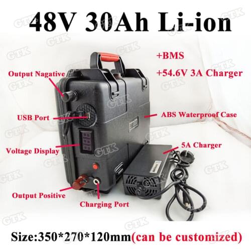 48V 30ah lithium Li-ion battery pack for with BMS electric motorcycles scooter motor electric bike solar system tricycle+charger