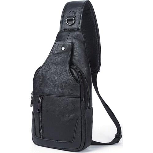 Genuine Leather Chest Bag For Men Casual Messenger Bags Fashion Mens Chest Pack Large Capacity Business Bag Outdoor Leisure Bag
