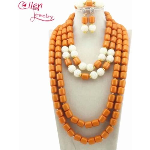 African beads Jewelry Set Nigerian Wedding Coral Beads Jewelry Set Bridal Statement necklace Set Free Shipping W12210