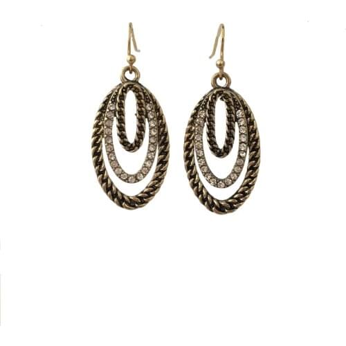 Causal Antique Gold Color Plating Oval Drop Earrings For Women Girl Bohemia Office Jewelry Accessory